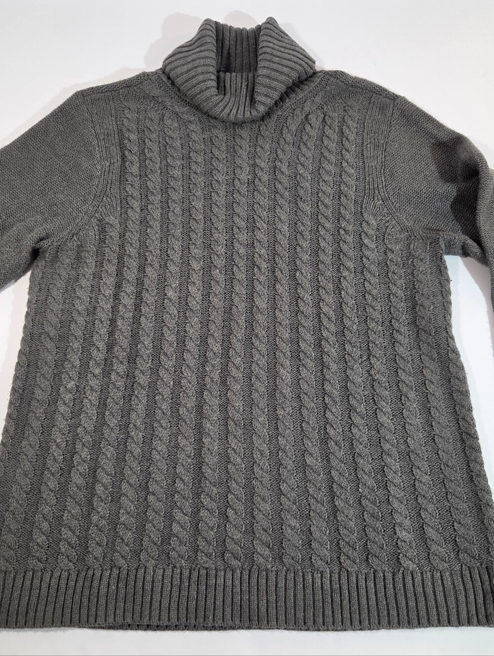 🔥 Croft & Barrow Gray Cable Knit Turtleneck Sweater - L